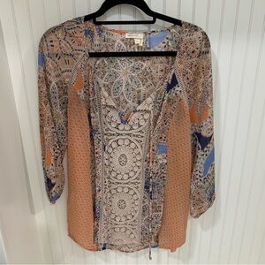 Meadow Rue sheer blouse with eyelet detail